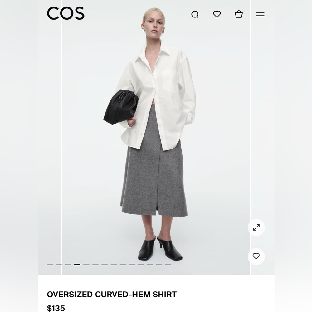 COS White Oversized Curved-Hem Shirt